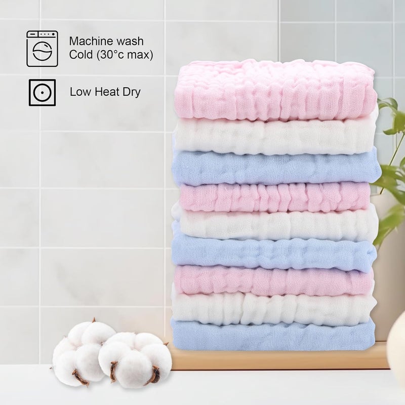 Arnzion 10 Pack Muslin Burp Cloths - 17"x9" 6-Layer 100% Cotton - Ultra Soft & Super Absorbent for Baby Spit Up & Drool - Gentle Burping Cloths for Newborn Boys & Girls, Essential Baby Items - Image 5